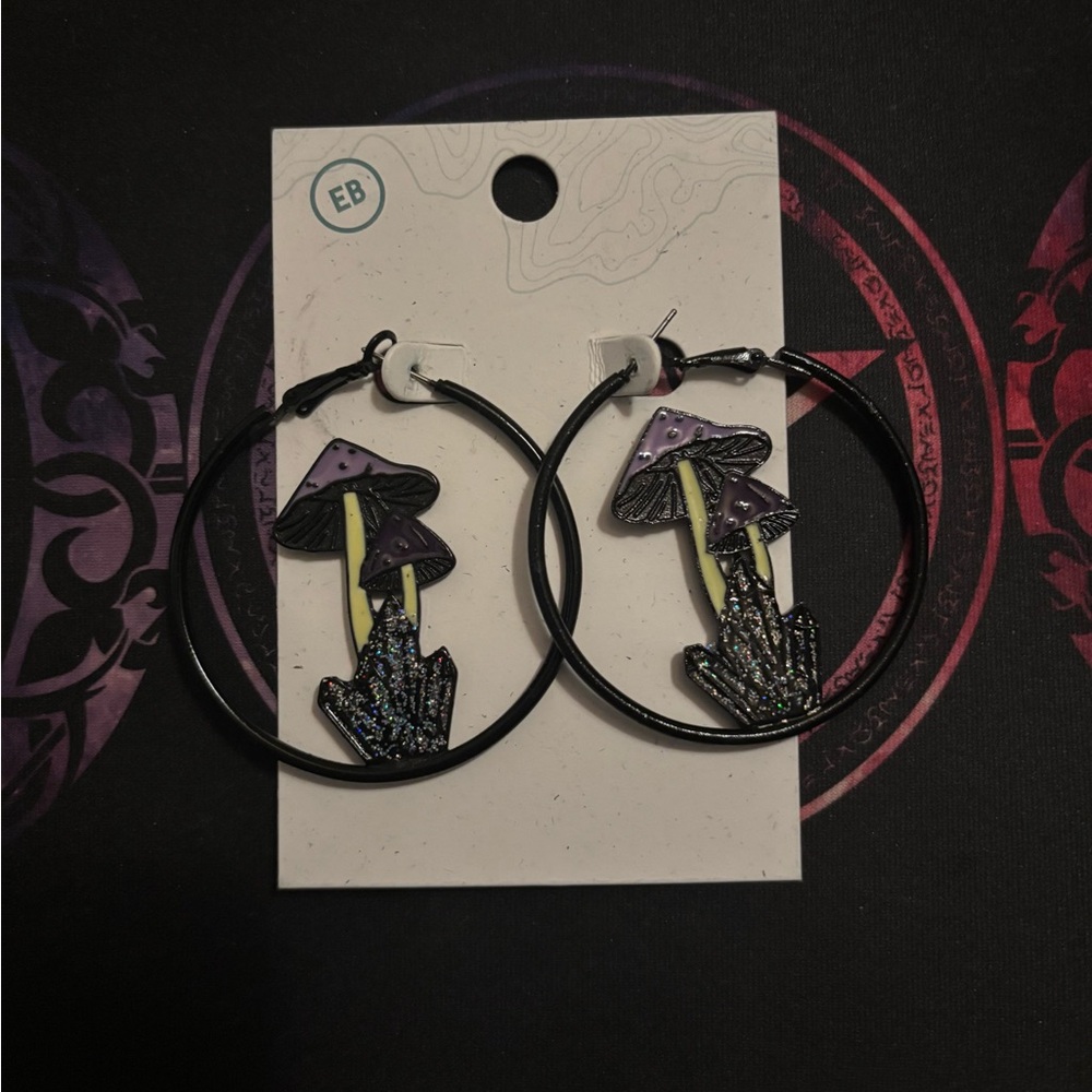 Earthbound Mushroom Hoop Earrings